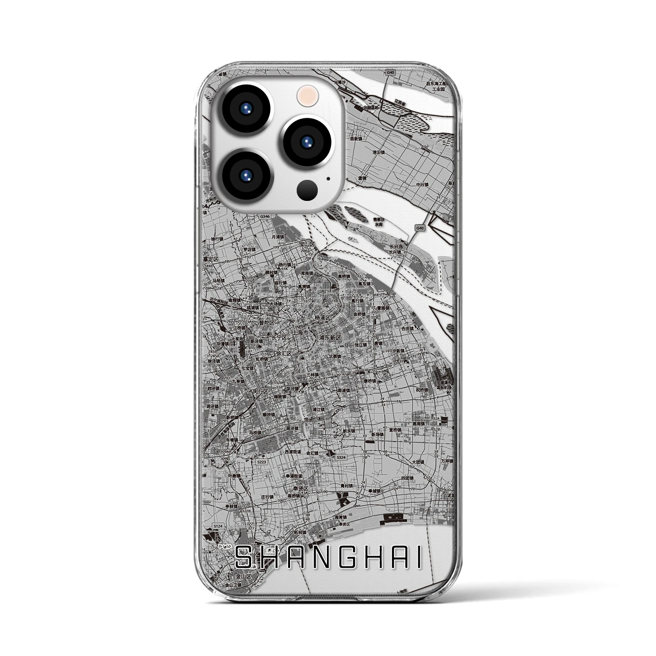 【上海2（中華人民共和国）】地図柄iPhoneケース（クリアタイプ）