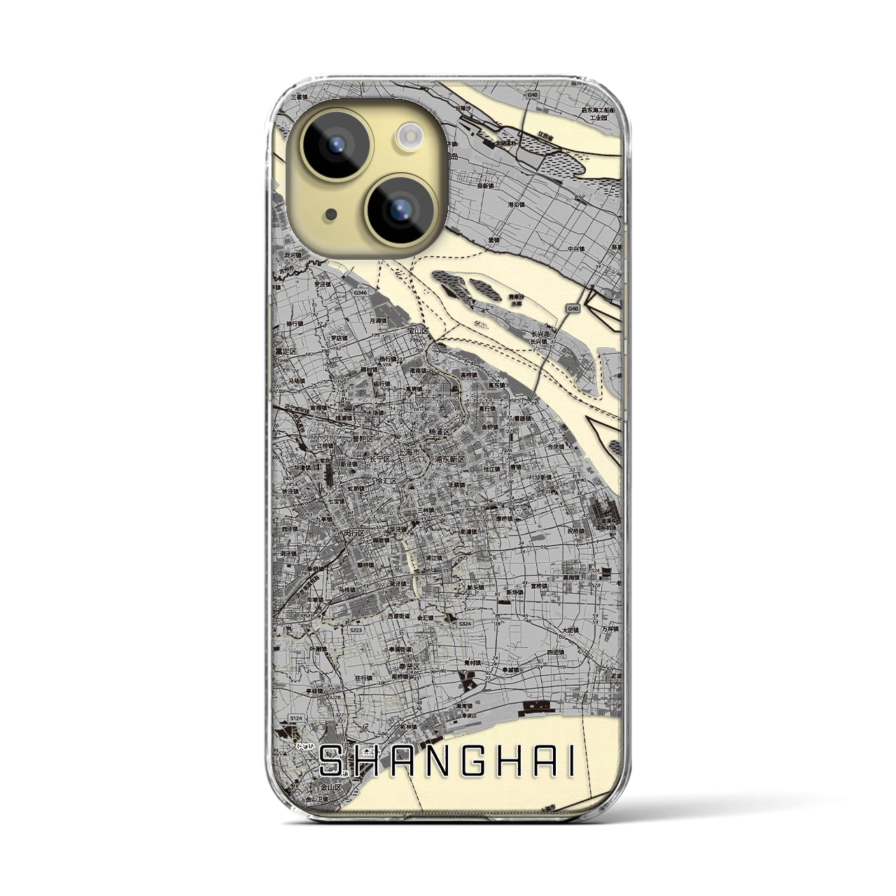 【上海2（中華人民共和国）】地図柄iPhoneケース（クリアタイプ）