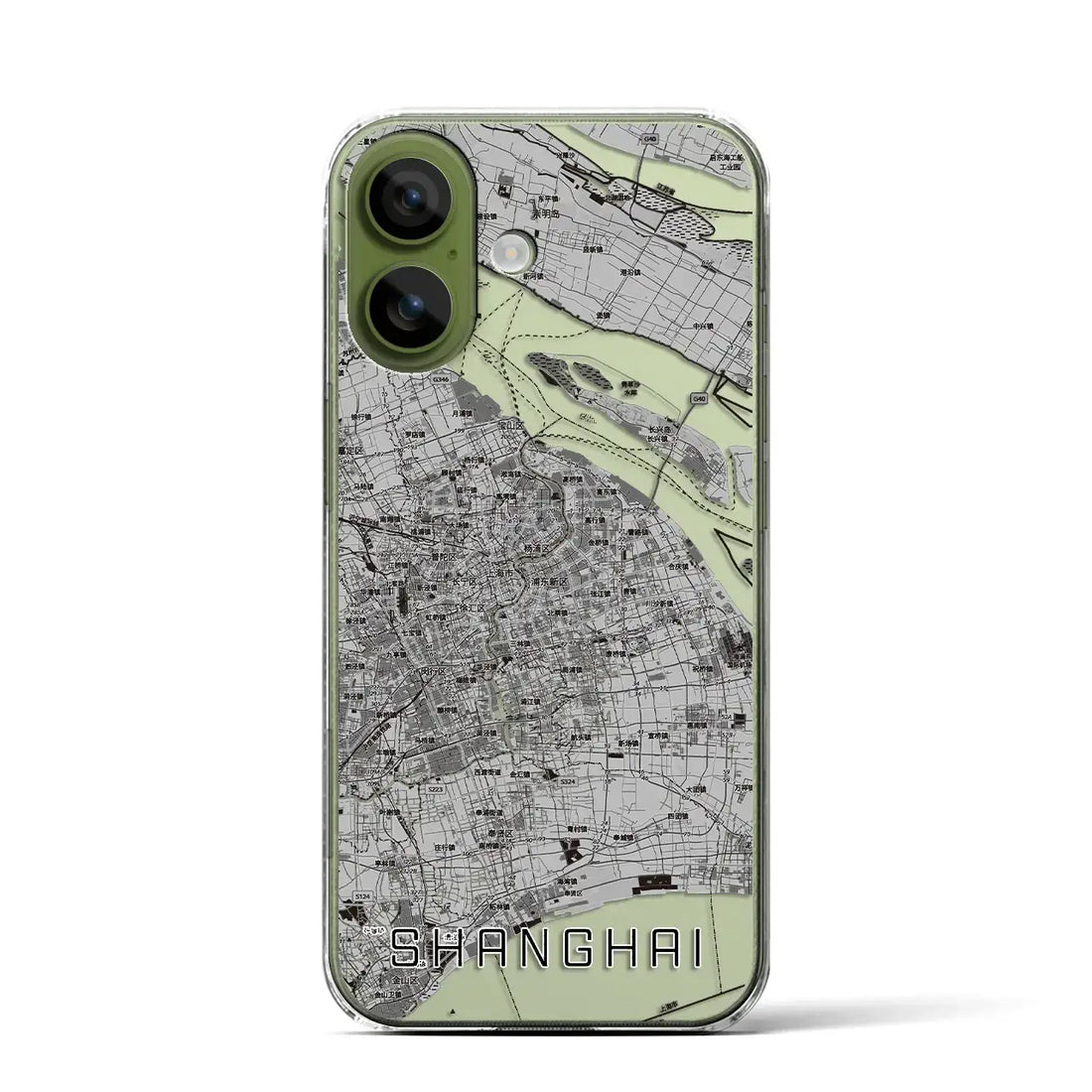 【上海2（中華人民共和国）】地図柄iPhoneケース（クリアタイプ）モノトーン・iPhone 17 Pro Max 用