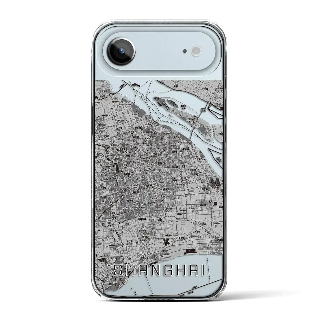 【上海2（中華人民共和国）】地図柄iPhoneケース（クリアタイプ）モノトーン・iPhone 17 Pro Max 用