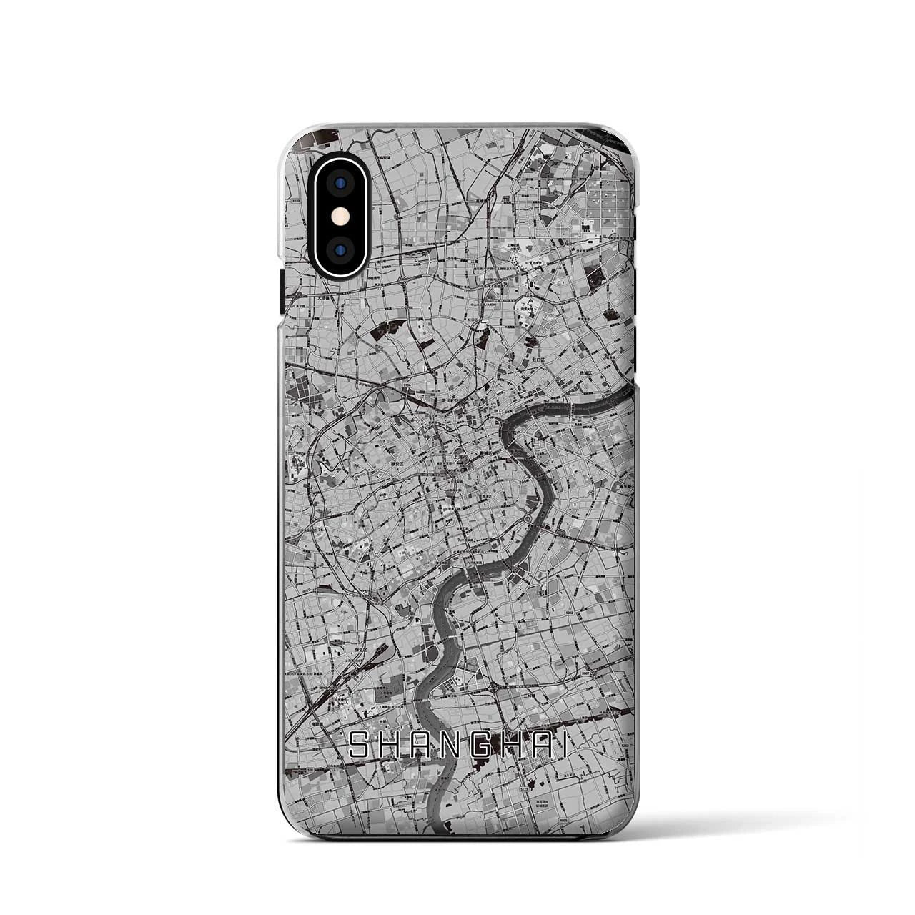 【上海（中華人民共和国）】地図柄iPhoneケース（クリアタイプ）モノトーン・iPhone XS / X 用