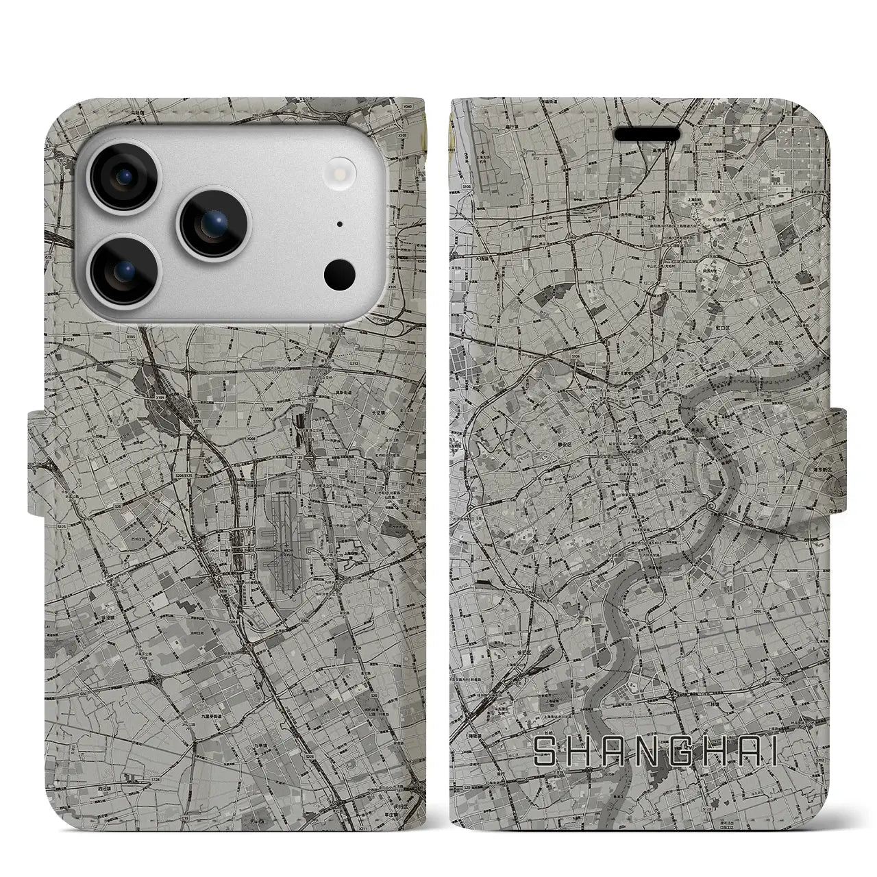 【上海（中華人民共和国）】地図柄iPhoneケース（手帳タイプ）