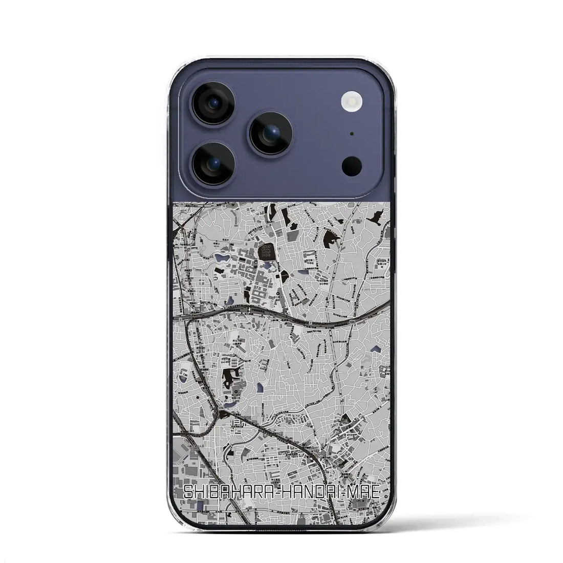 【柴原阪大前（大阪府）】地図柄iPhoneケース（クリアタイプ）モノトーン・iPhone 17 Pro Max 用