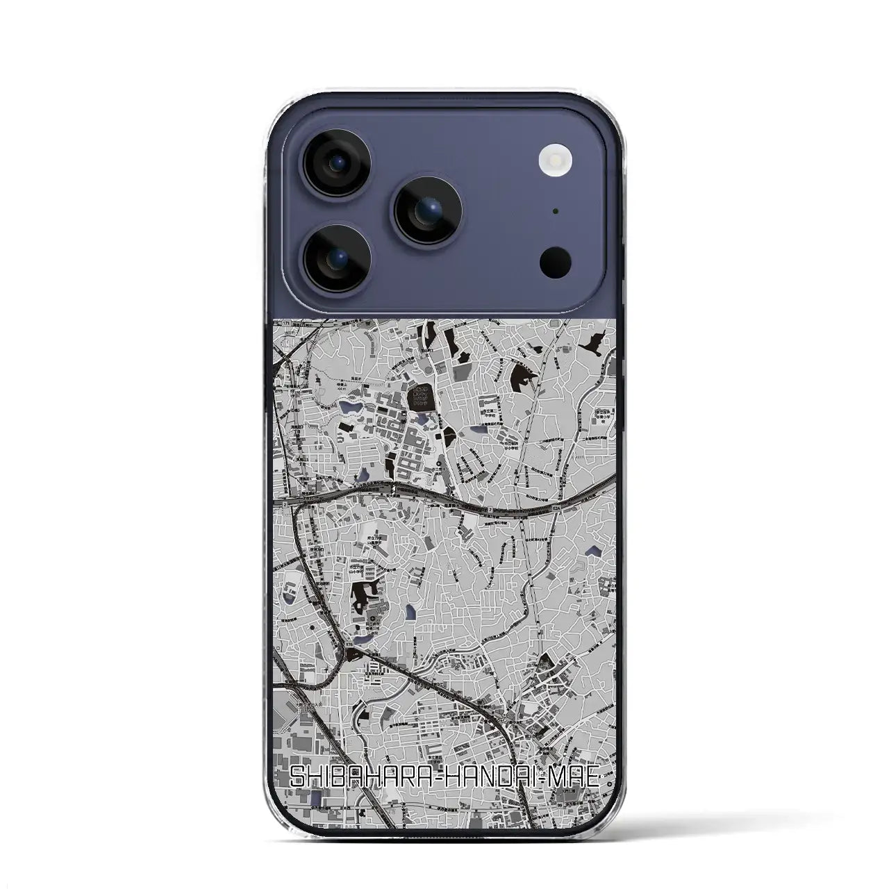 【柴原阪大前（大阪府）】地図柄iPhoneケース（クリアタイプ）モノトーン・iPhone 17 Pro Max 用