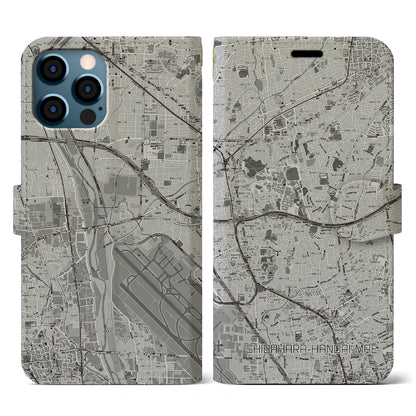 【柴原阪大前（大阪府）】地図柄iPhoneケース（手帳タイプ）モノトーン・iPhone 12 / 12 Pro 用