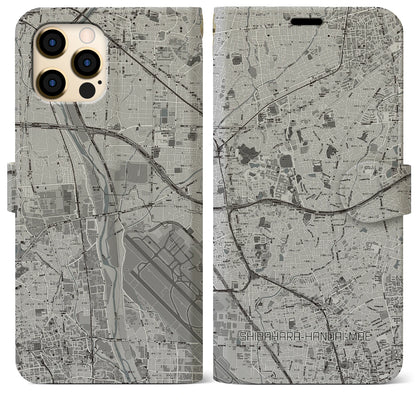 【柴原阪大前（大阪府）】地図柄iPhoneケース（手帳タイプ）モノトーン・iPhone 12 Pro Max 用