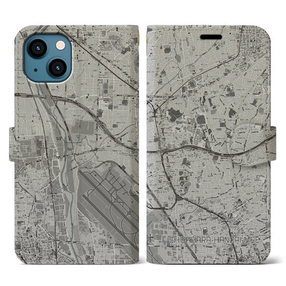 【柴原阪大前（大阪府）】地図柄iPhoneケース（手帳タイプ）モノトーン・iPhone 13 用