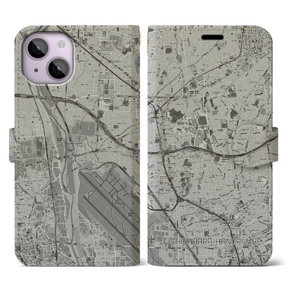 【柴原阪大前（大阪府）】地図柄iPhoneケース（手帳タイプ）モノトーン・iPhone 14 用