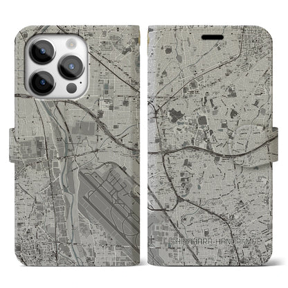 【柴原阪大前（大阪府）】地図柄iPhoneケース（手帳タイプ）モノトーン・iPhone 14 Pro 用