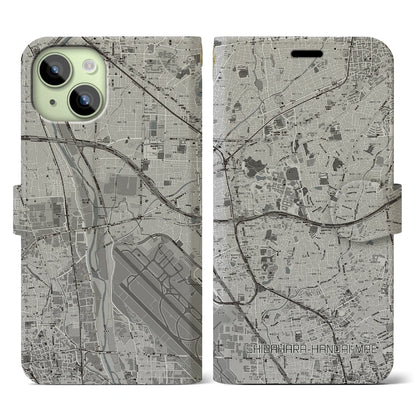 【柴原阪大前（大阪府）】地図柄iPhoneケース（手帳タイプ）モノトーン・iPhone 15 用