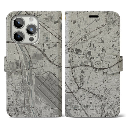 【柴原阪大前（大阪府）】地図柄iPhoneケース（手帳タイプ）モノトーン・iPhone 15 Pro 用