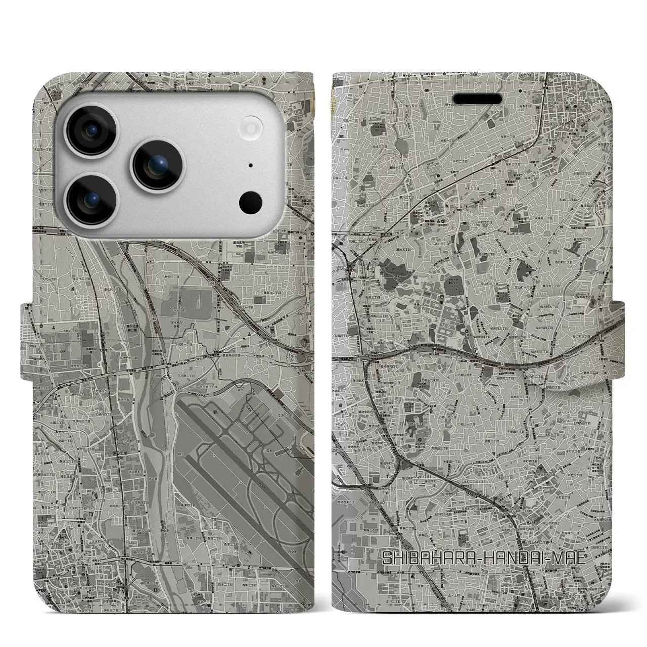 【柴原阪大前（大阪府）】地図柄iPhoneケース（手帳タイプ）