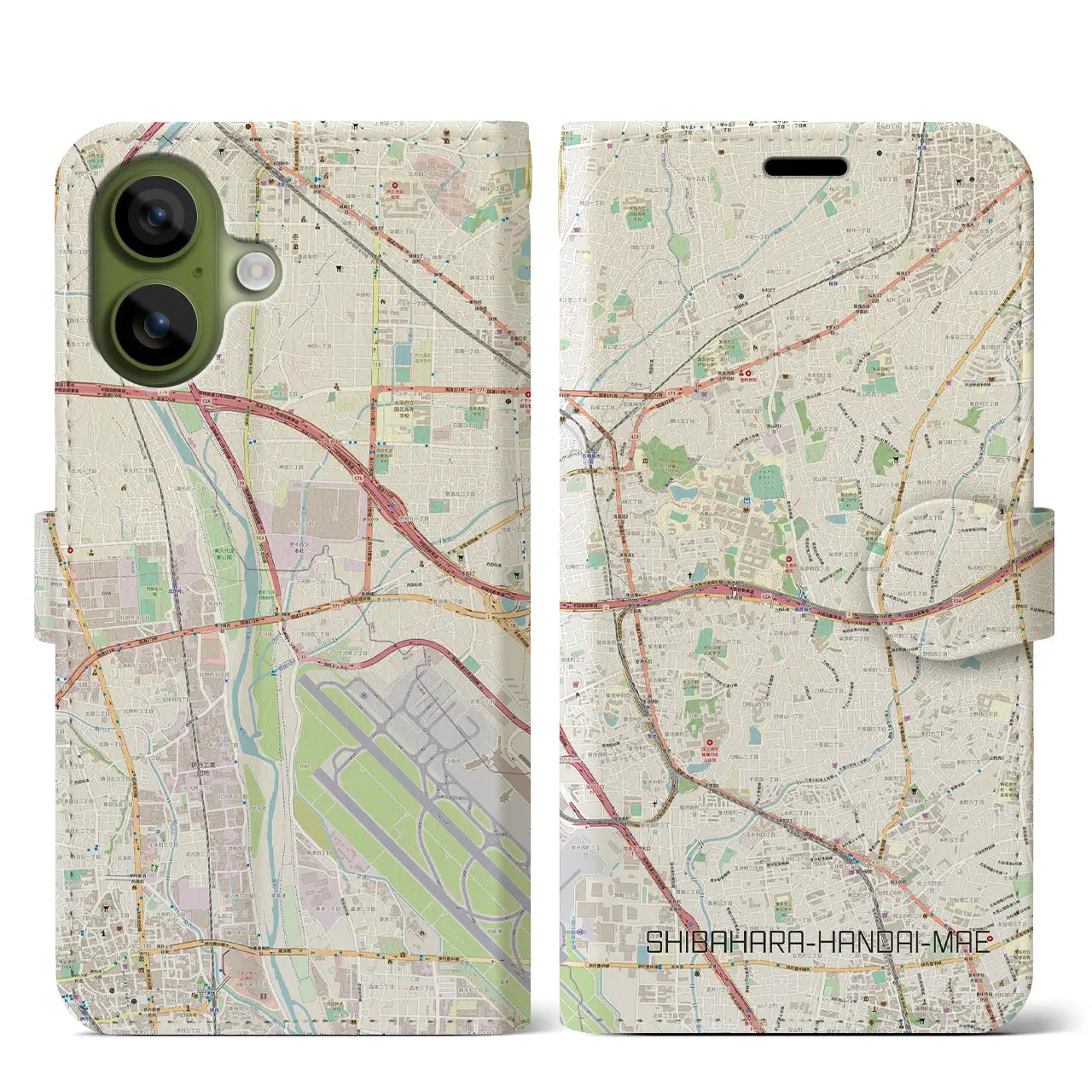 【柴原阪大前（大阪府）】地図柄iPhoneケース（手帳タイプ）