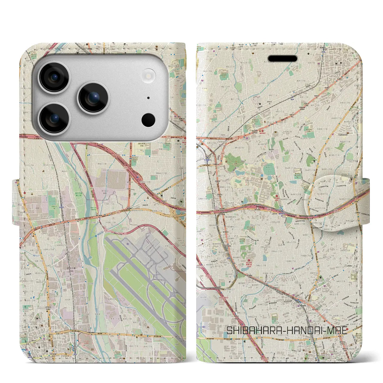 【柴原阪大前（大阪府）】地図柄iPhoneケース（手帳タイプ）