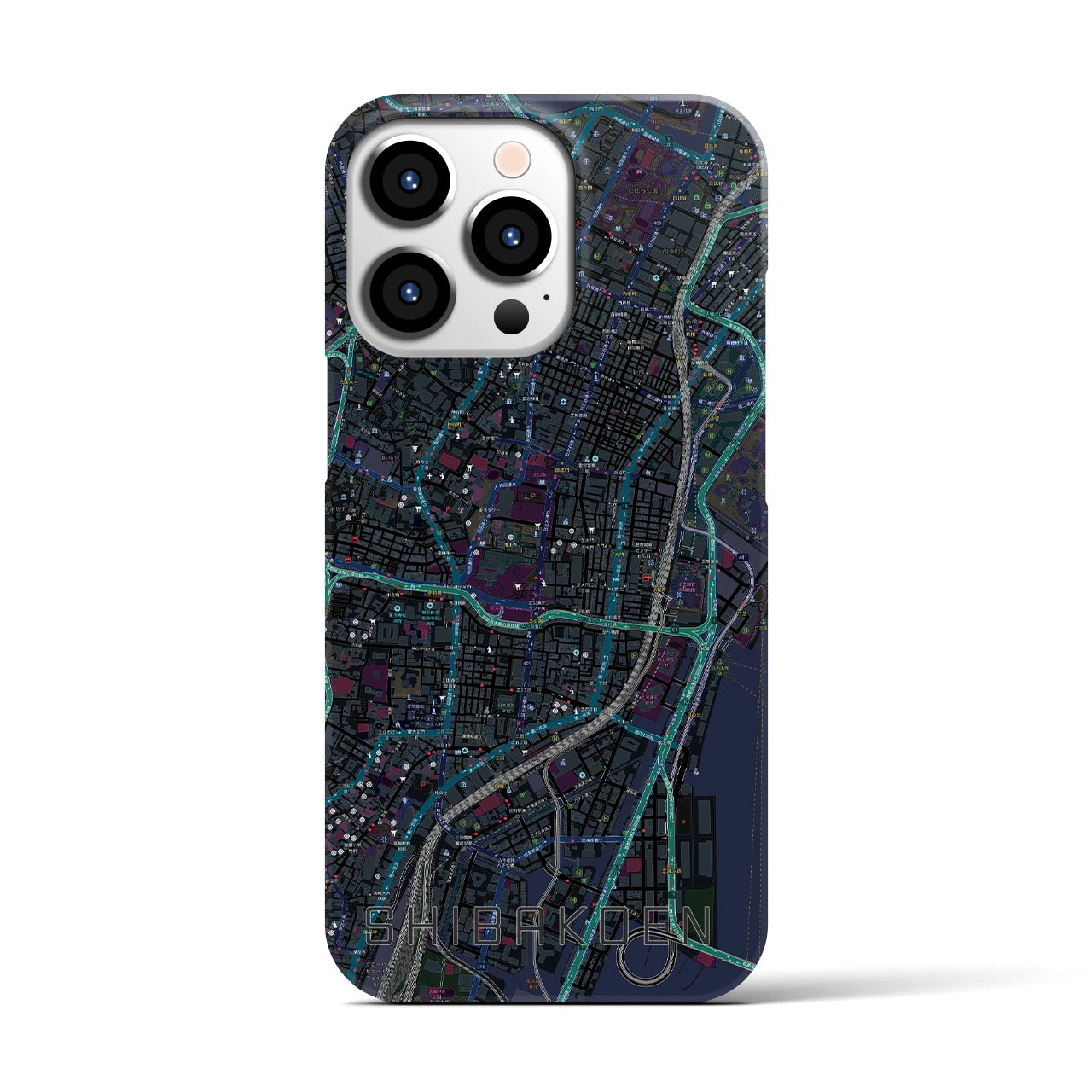 【芝公園（東京都）】地図柄iPhoneケース（バックカバータイプ）