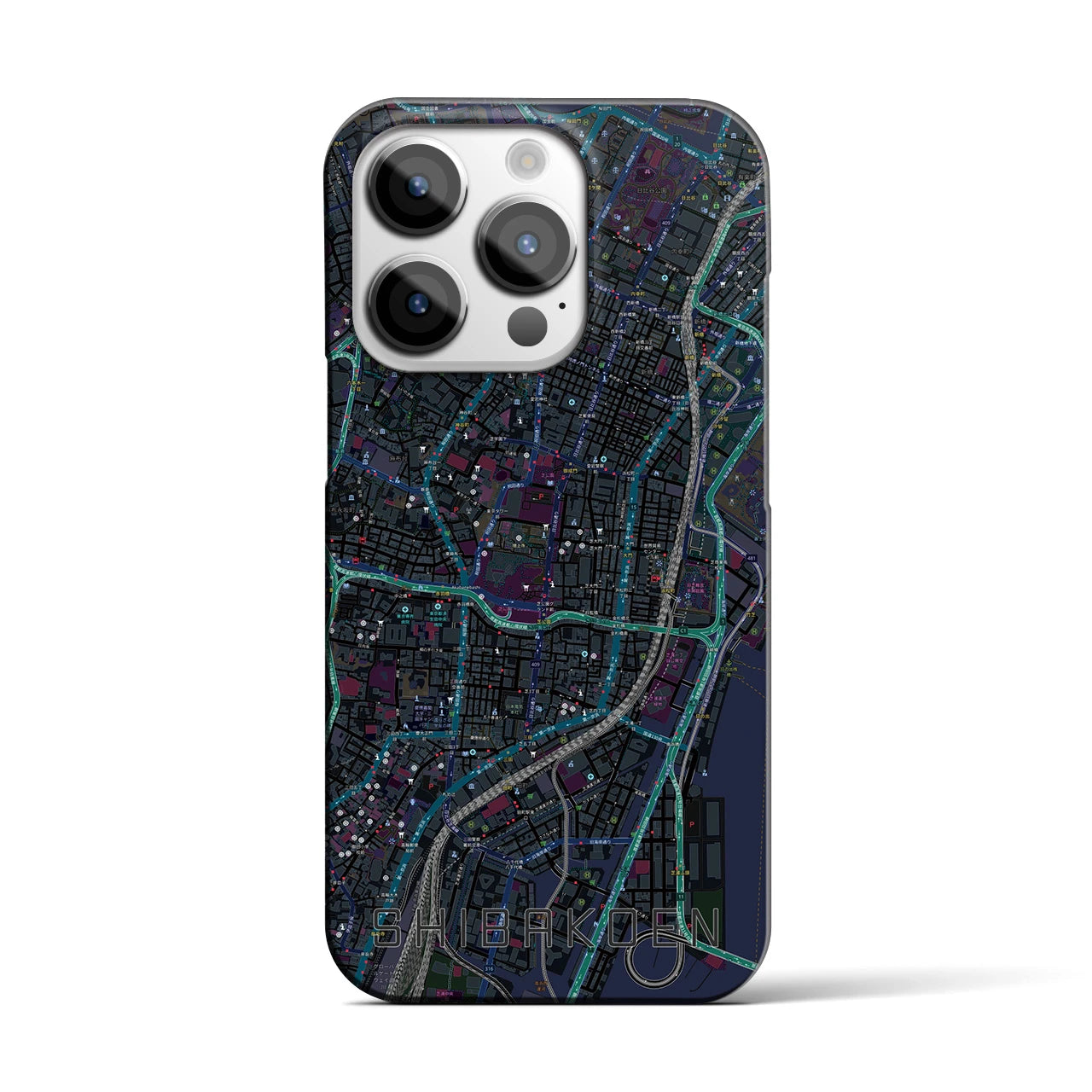 【芝公園（東京都）】地図柄iPhoneケース（バックカバータイプ）