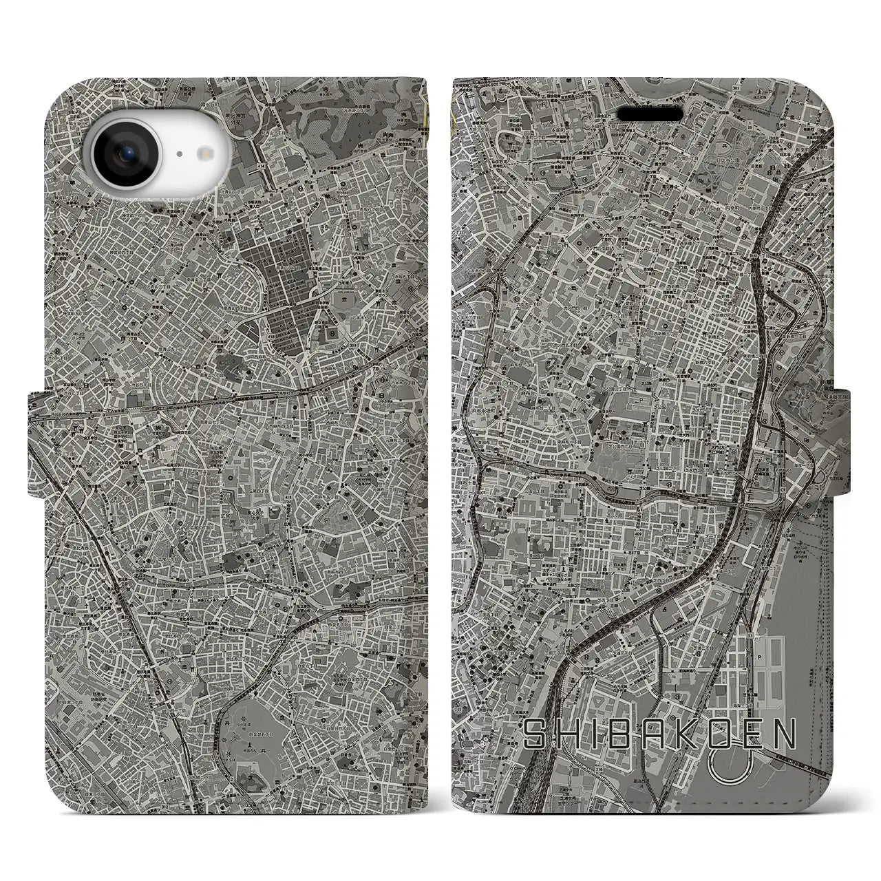 【芝公園（東京都）】地図柄iPhoneケース（手帳タイプ）