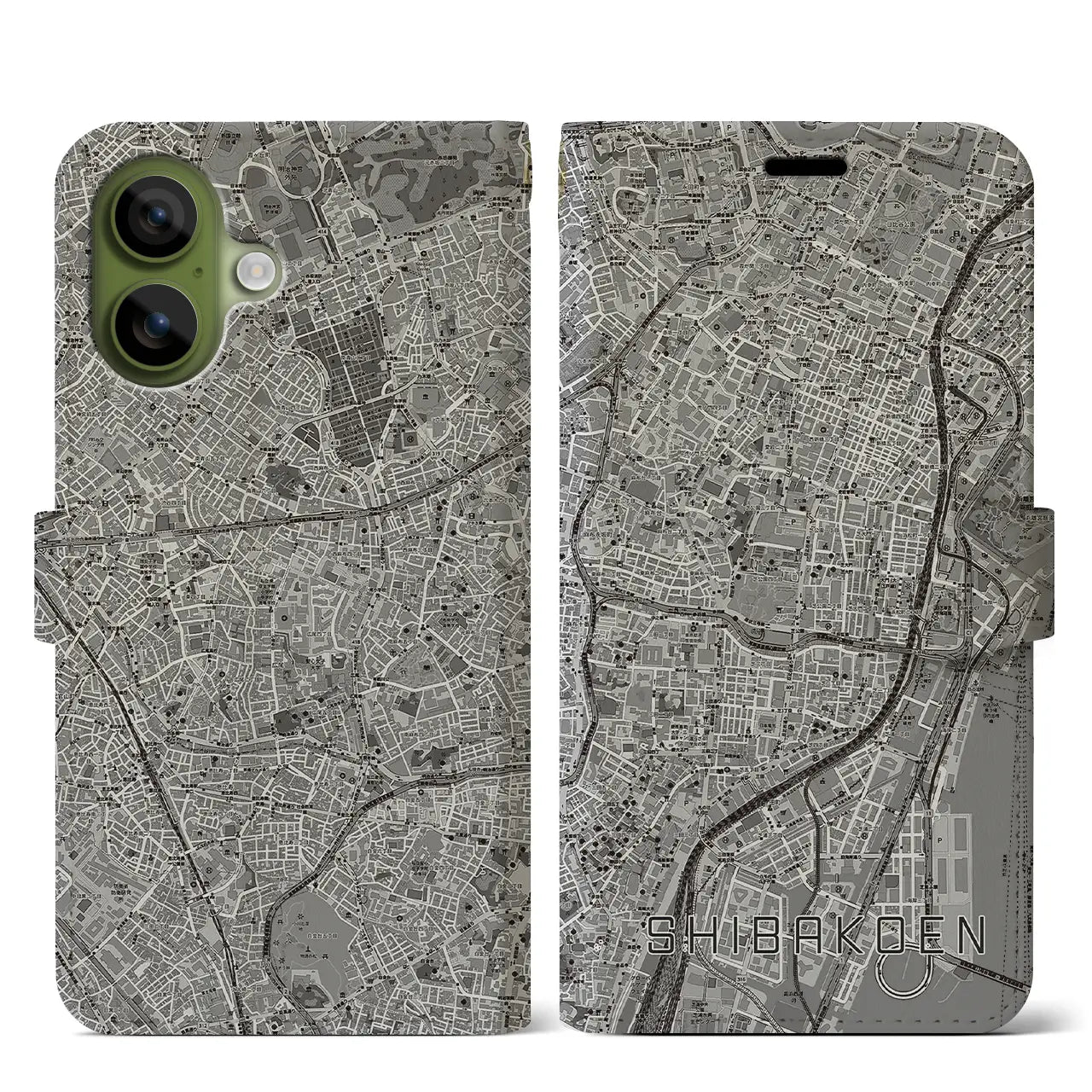 【芝公園（東京都）】地図柄iPhoneケース（手帳タイプ）