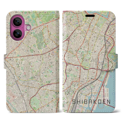 【芝公園（東京都）】地図柄iPhoneケース（手帳タイプ）ナチュラル・iPhone 16 Pro 用