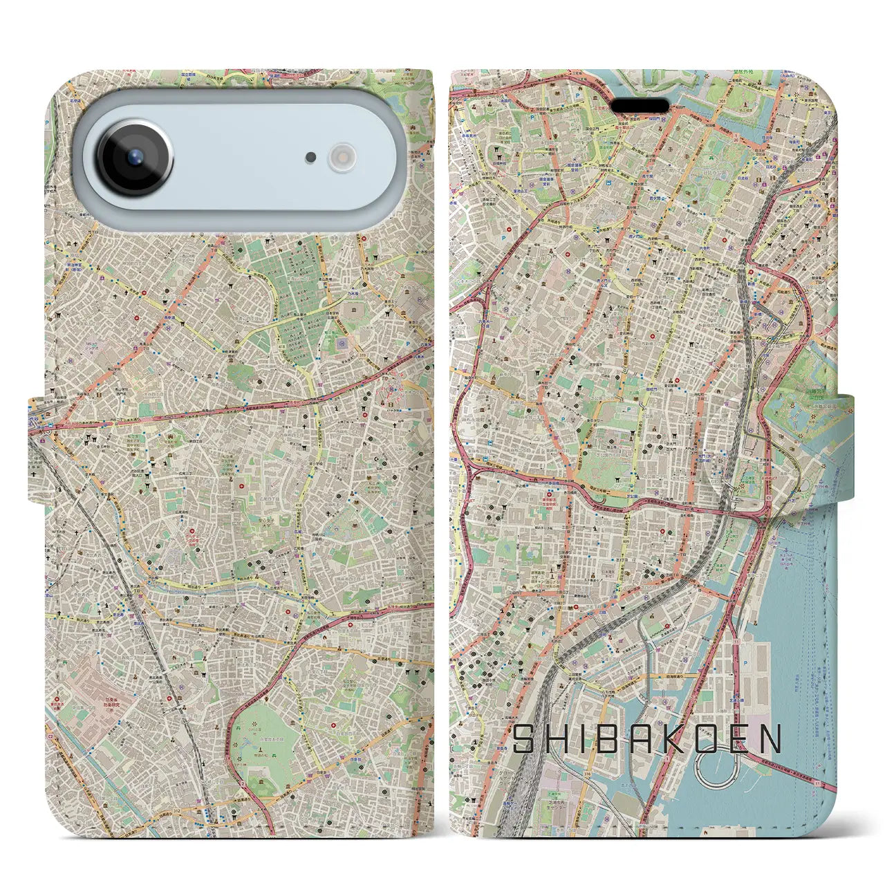 【芝公園（東京都）】地図柄iPhoneケース（手帳タイプ）