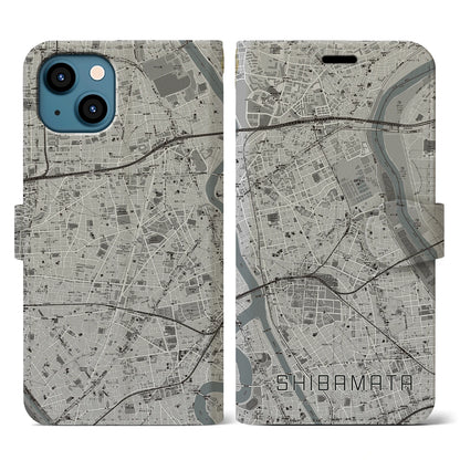 【柴又（東京都）】地図柄iPhoneケース（手帳タイプ）モノトーン・iPhone 13 用
