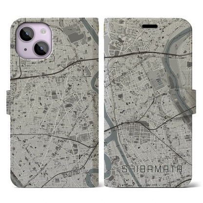 【柴又（東京都）】地図柄iPhoneケース（手帳タイプ）モノトーン・iPhone 14 用