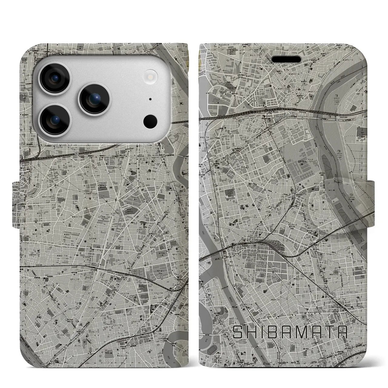 【柴又（東京都）】地図柄iPhoneケース（手帳タイプ）