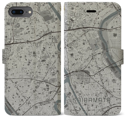 【柴又（東京都）】地図柄iPhoneケース（手帳タイプ）モノトーン・iPhone 8Plus /7Plus / 6sPlus / 6Plus 用