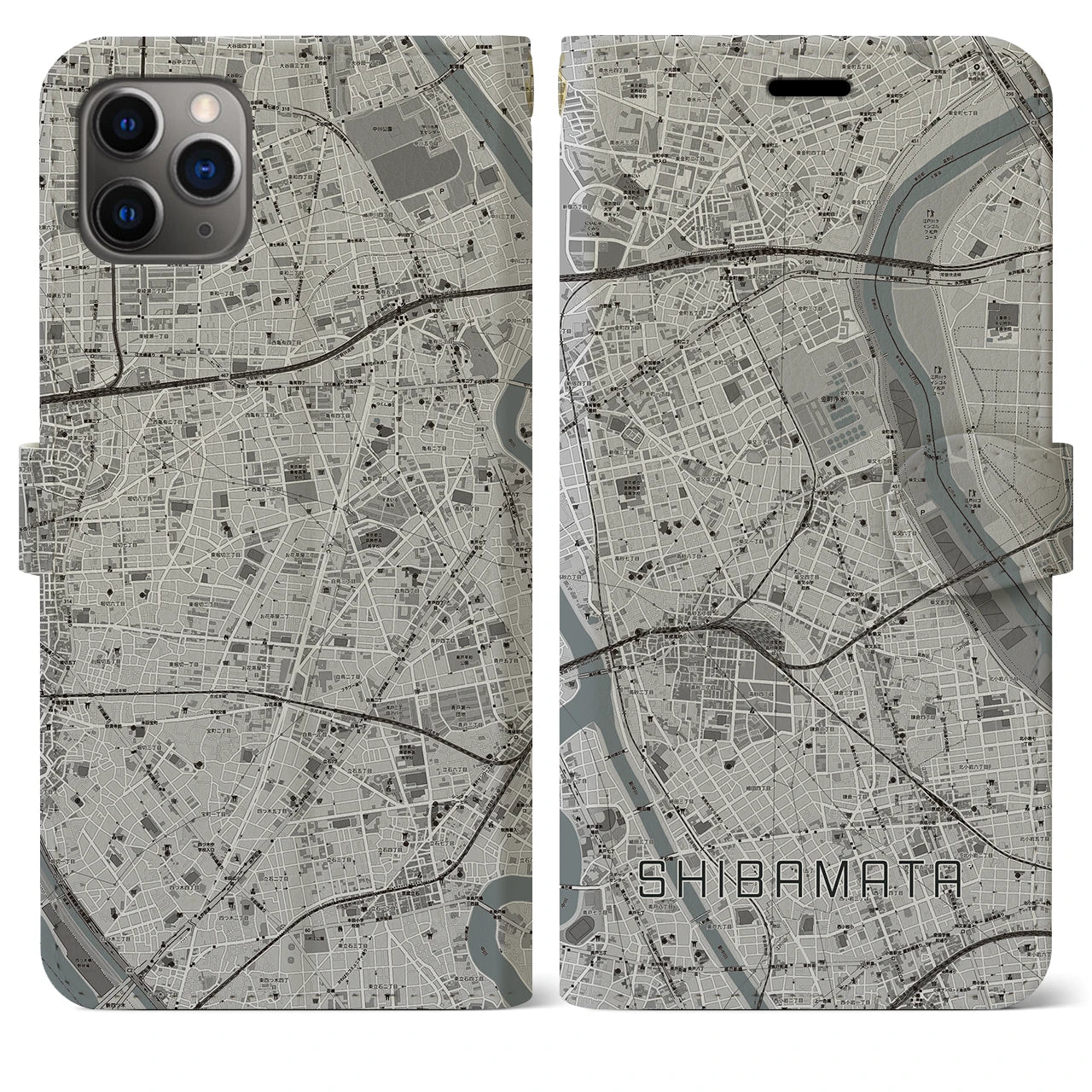 【柴又（東京都）】地図柄iPhoneケース（手帳タイプ）