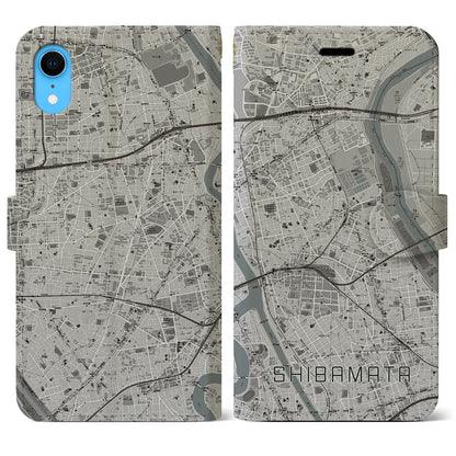 【柴又（東京都）】地図柄iPhoneケース（手帳タイプ）モノトーン・iPhone XR 用