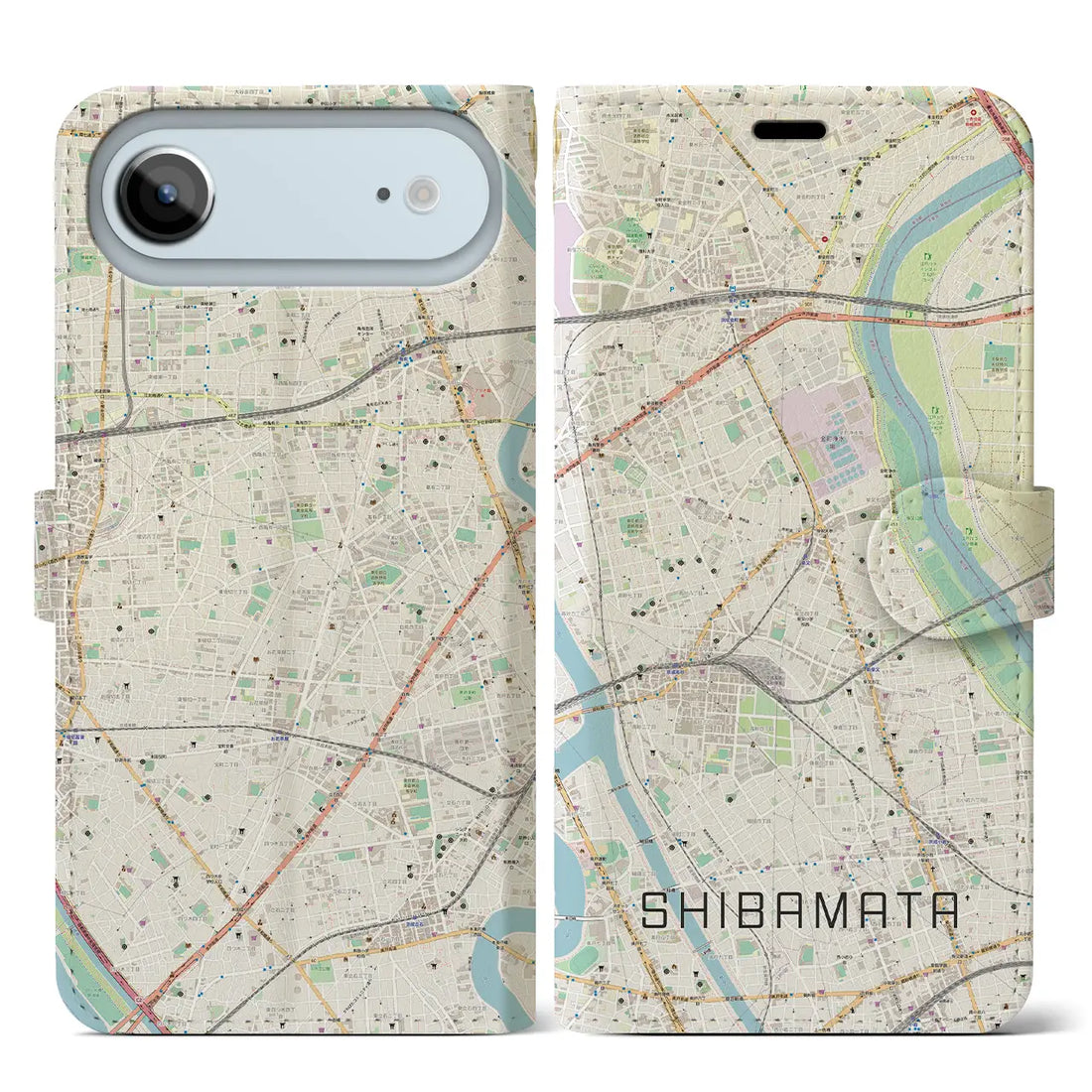 【柴又(東京都)】地図柄iPhoneケース(手帳タイプ)ナチュラル・iPhone 17 Pro Max 用