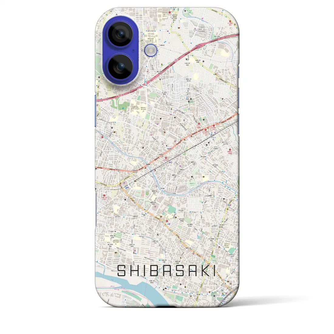 【柴崎（東京都）】地図柄iPhoneケース（バックカバータイプ）ナチュラル・iPhone 16 Pro Max 用