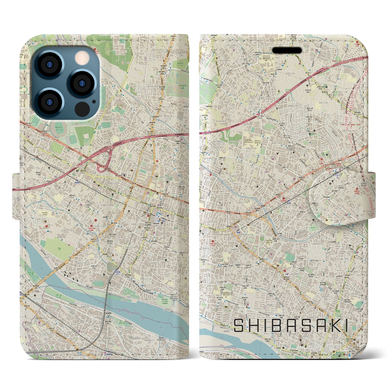 【柴崎（東京都）】地図柄iPhoneケース（手帳タイプ）