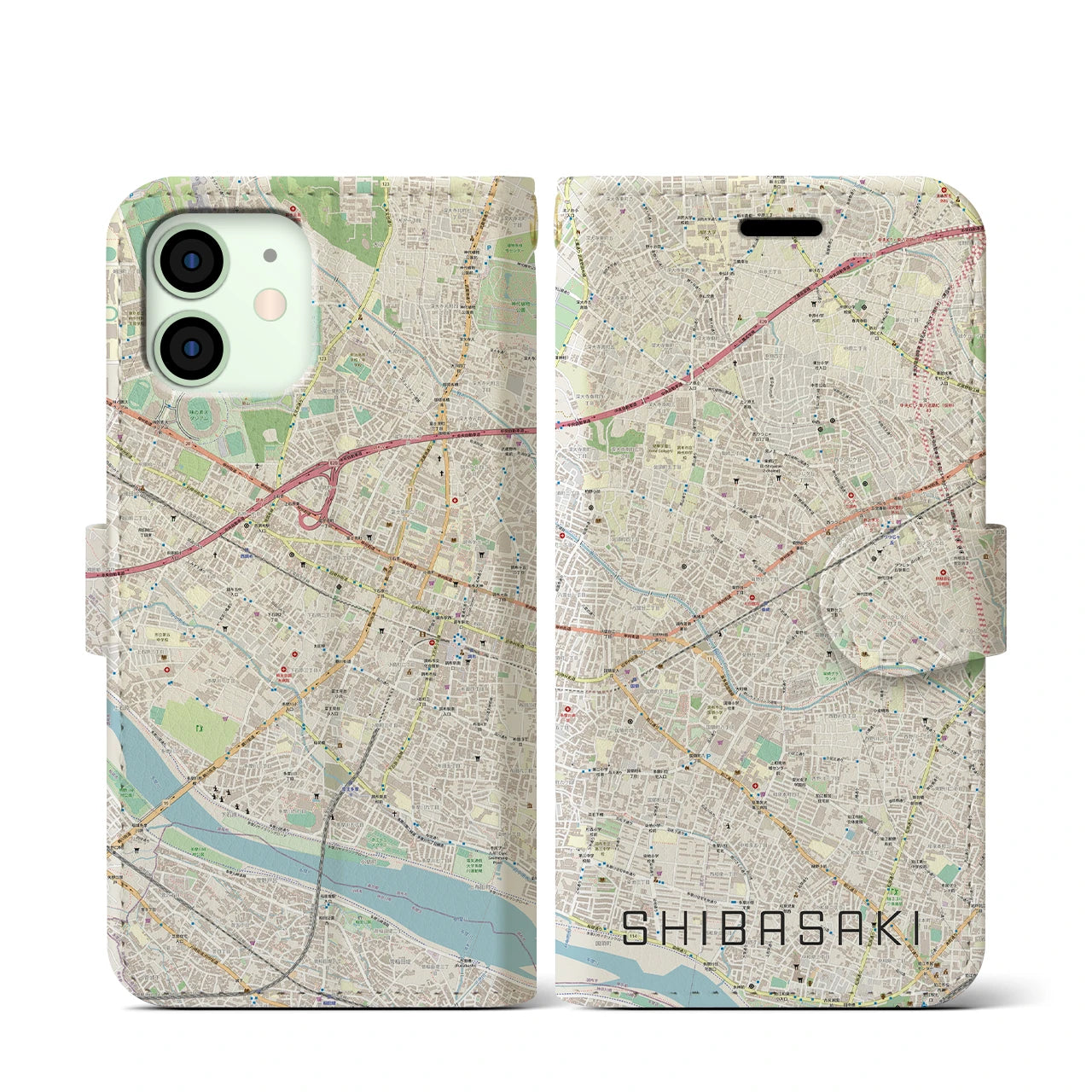 【柴崎（東京都）】地図柄iPhoneケース（手帳タイプ）