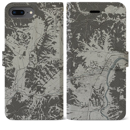 【柴田（宮城県）】地図柄iPhoneケース（手帳タイプ）モノトーン・iPhone 8Plus /7Plus / 6sPlus / 6Plus 用