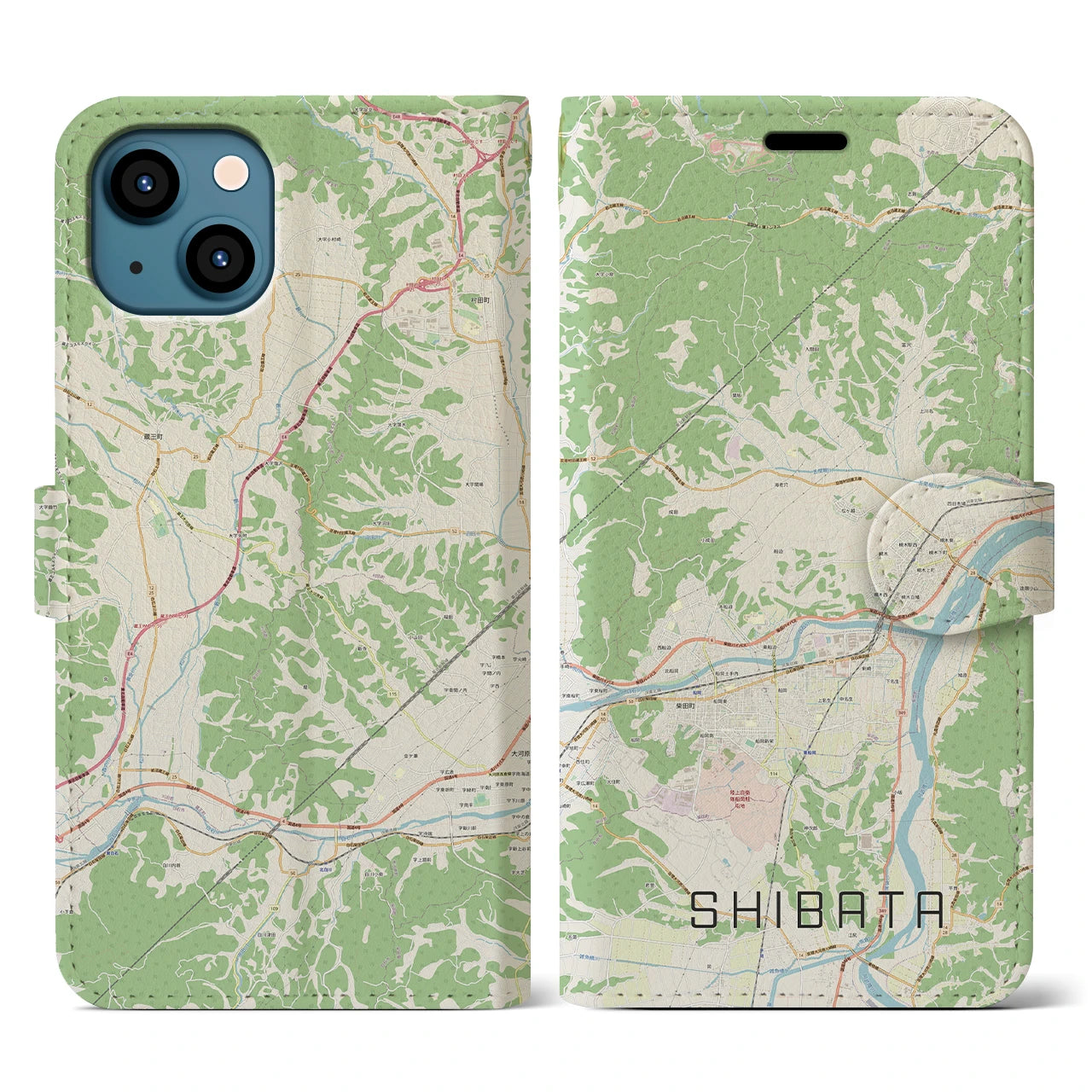 【柴田（宮城県）】地図柄iPhoneケース（手帳タイプ）