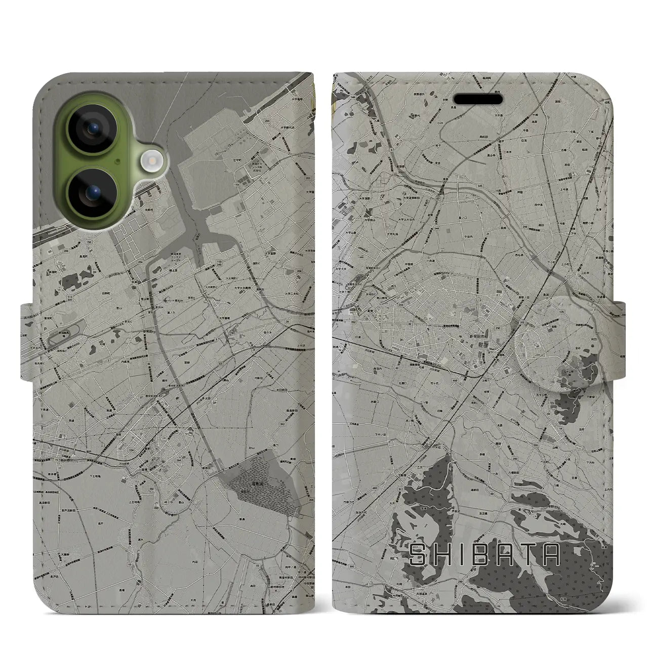 【新発田（新潟県）】地図柄iPhoneケース（手帳タイプ）