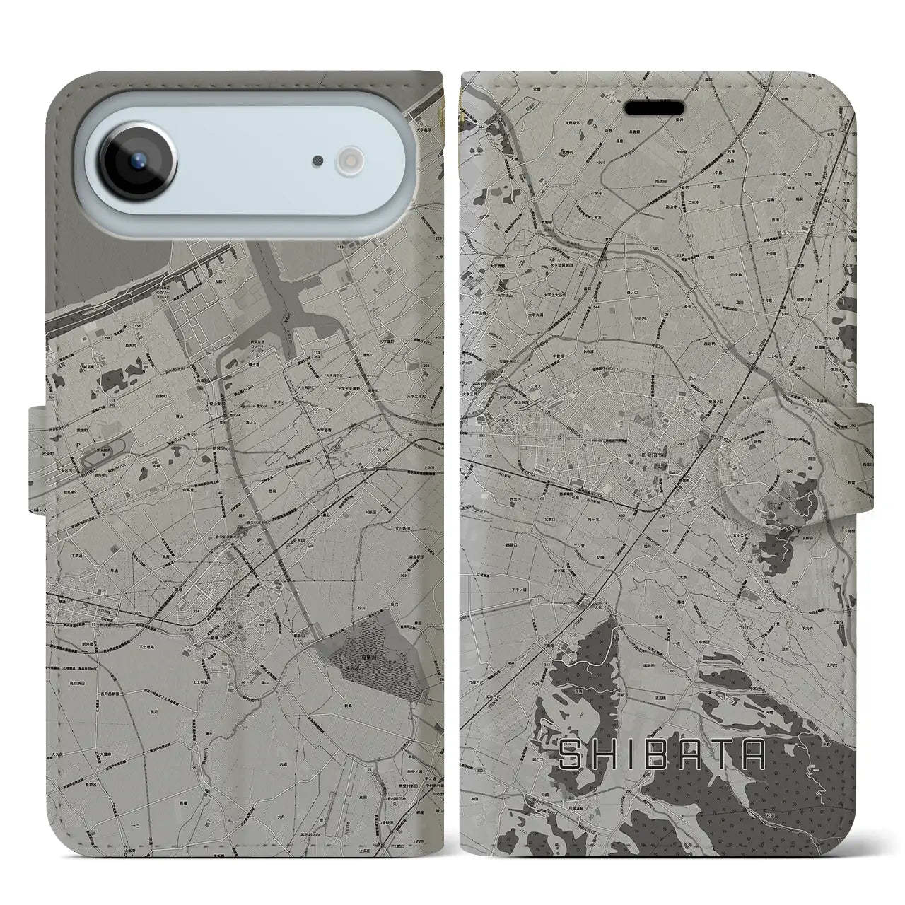 【新発田（新潟県）】地図柄iPhoneケース（手帳タイプ）