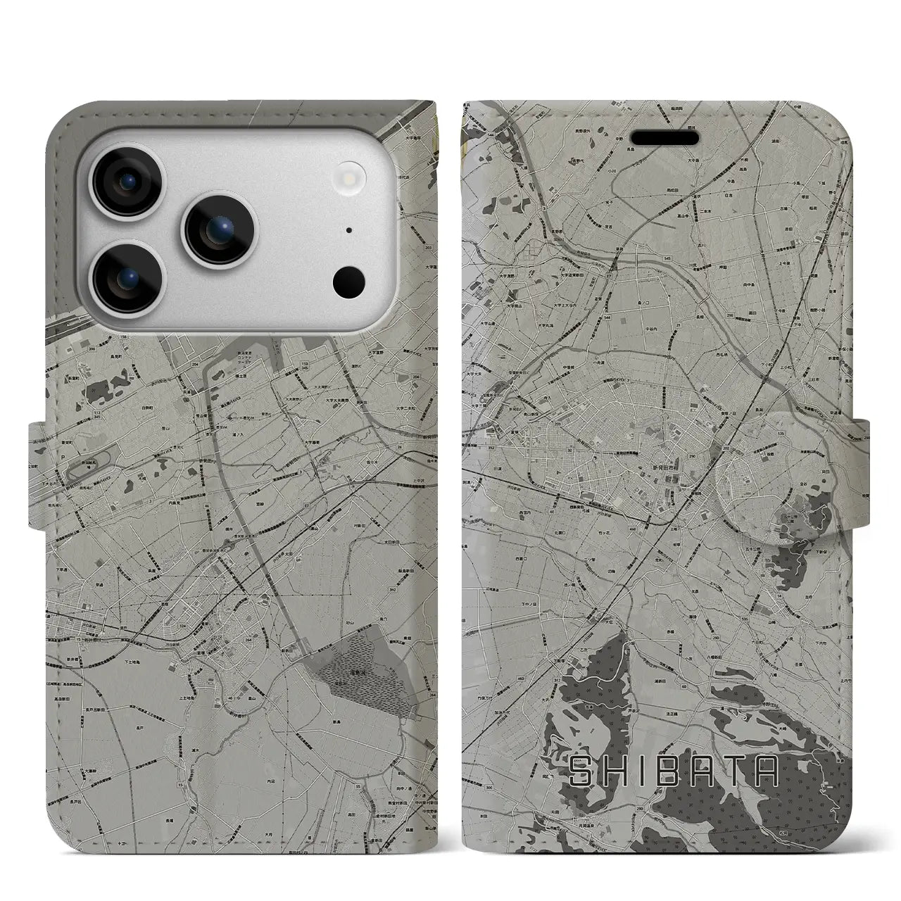 【新発田（新潟県）】地図柄iPhoneケース（手帳タイプ）