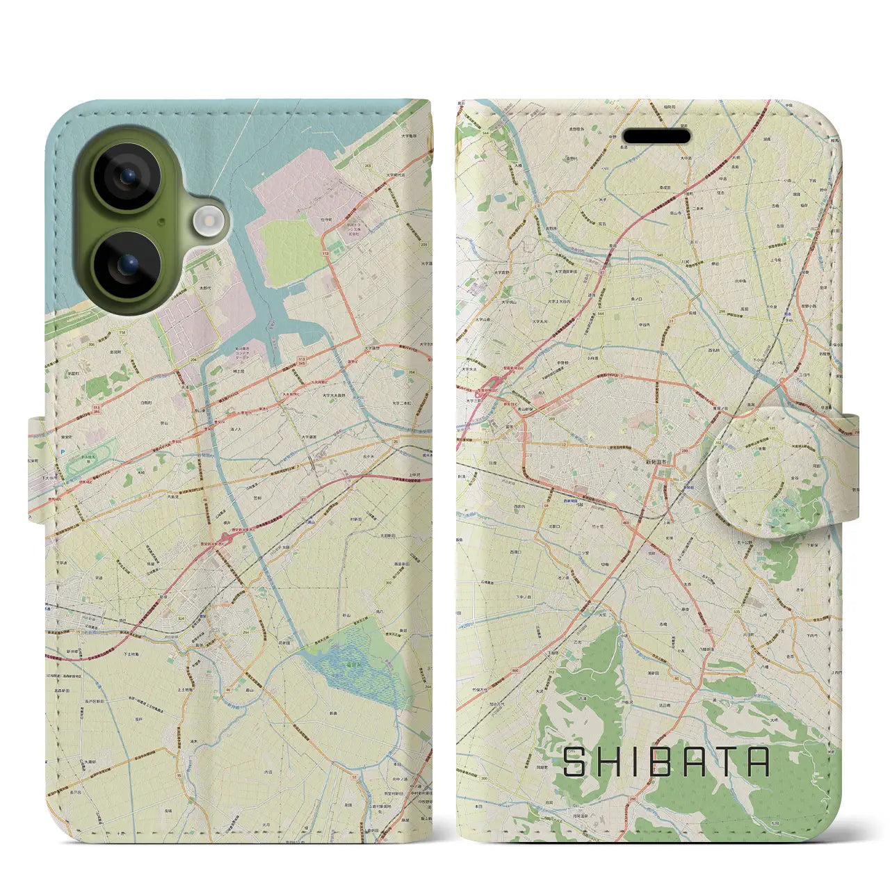 【新発田（新潟県）】地図柄iPhoneケース（手帳タイプ）