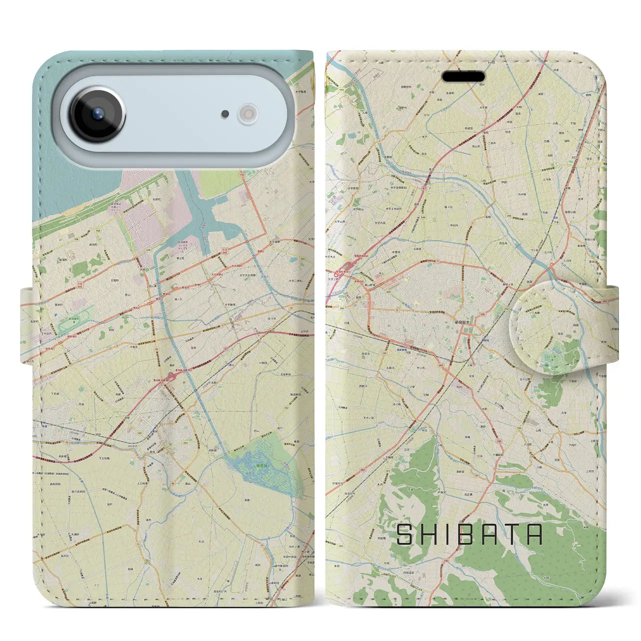 【新発田（新潟県）】地図柄iPhoneケース（手帳タイプ）
