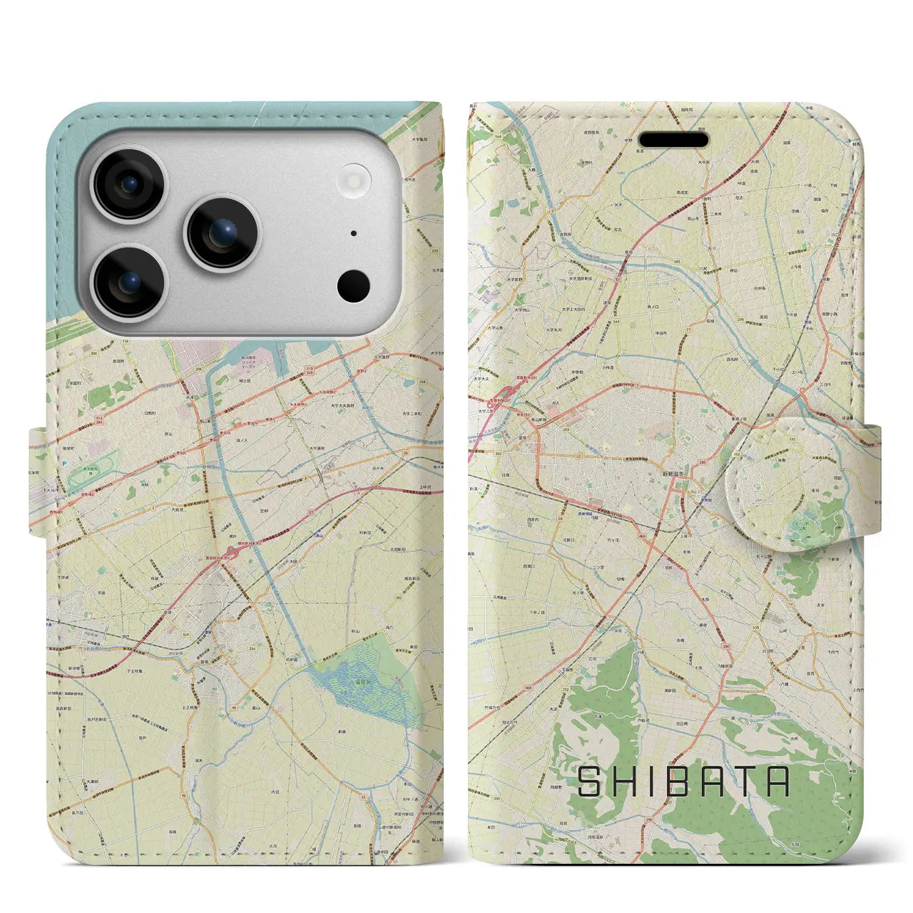 【新発田（新潟県）】地図柄iPhoneケース（手帳タイプ）