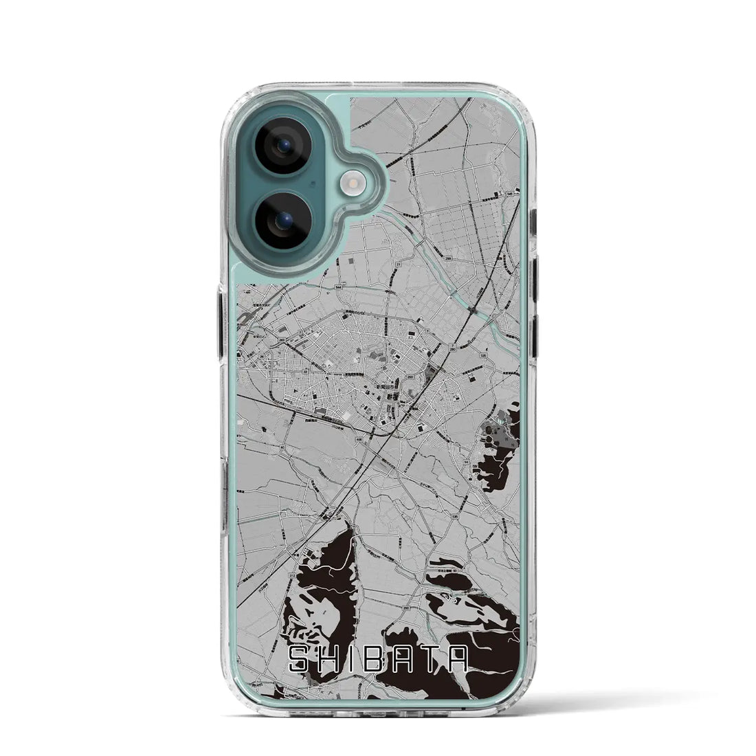 【新発田（新潟県）】地図柄iPhoneケース（MagSafeタイプ）モノトーン・iPhone 16 Pro 用