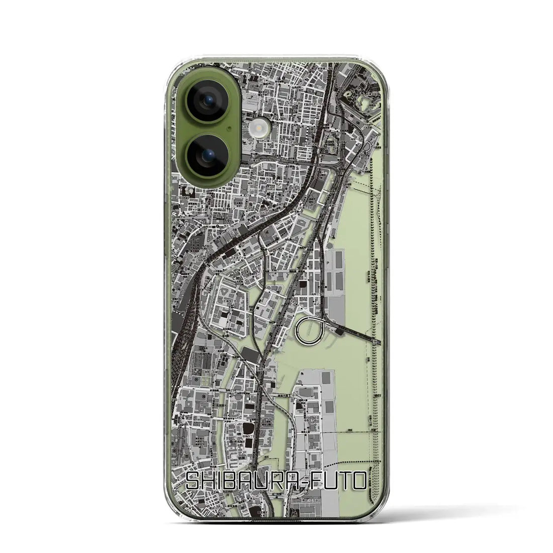【芝浦ふ頭（東京都）】地図柄iPhoneケース（クリアタイプ）モノトーン・iPhone 17 Pro Max 用