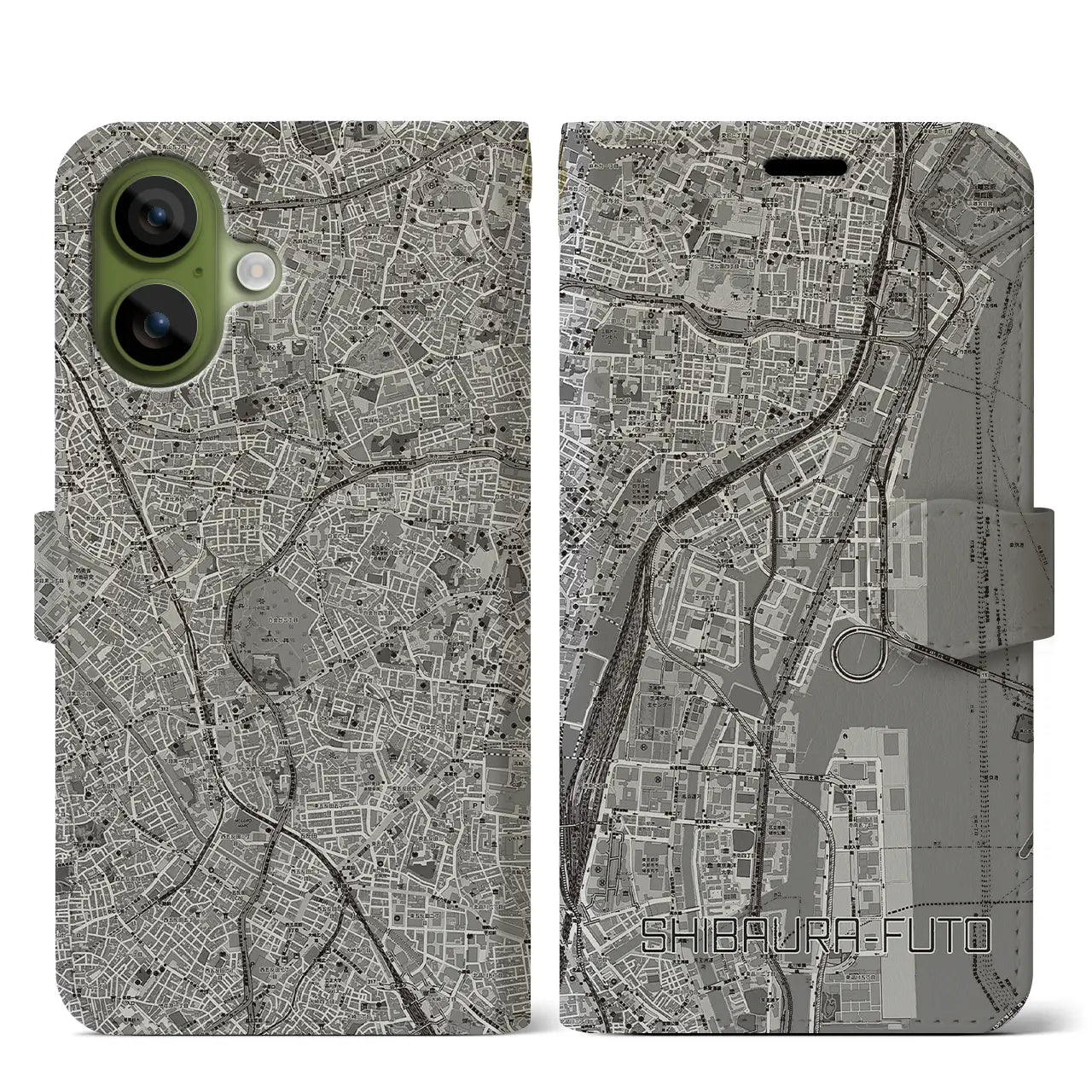 【芝浦ふ頭（東京都）】地図柄iPhoneケース（手帳タイプ）