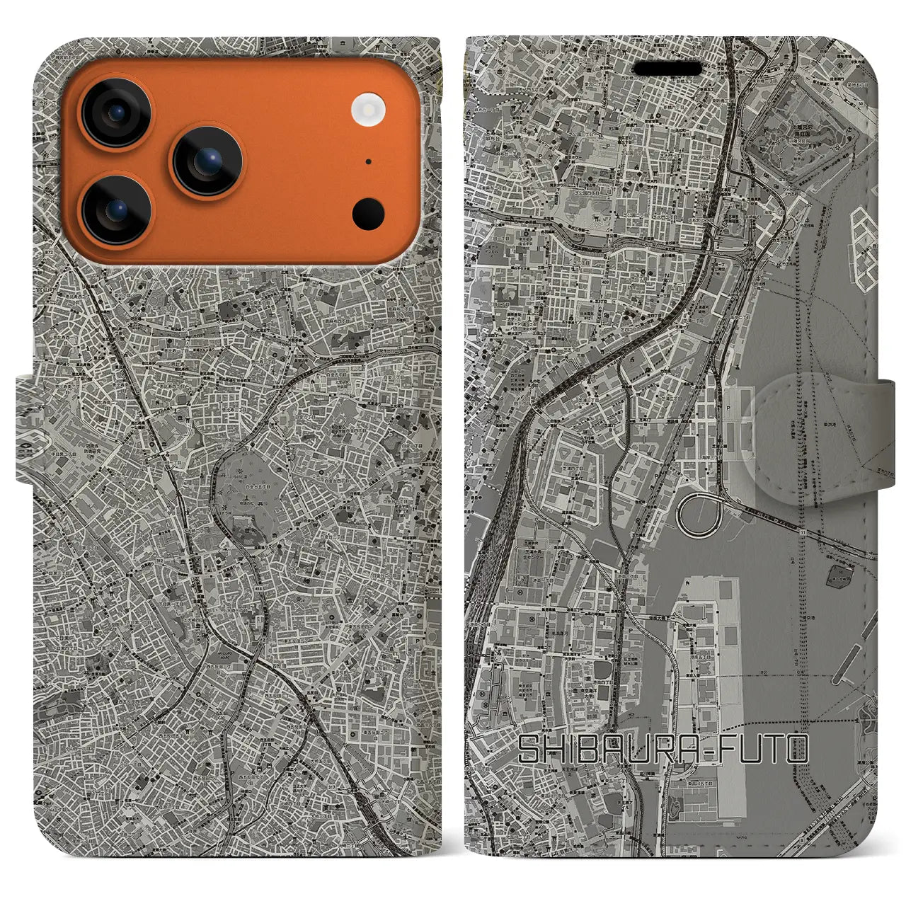 【芝浦ふ頭（東京都）】地図柄iPhoneケース（手帳タイプ）