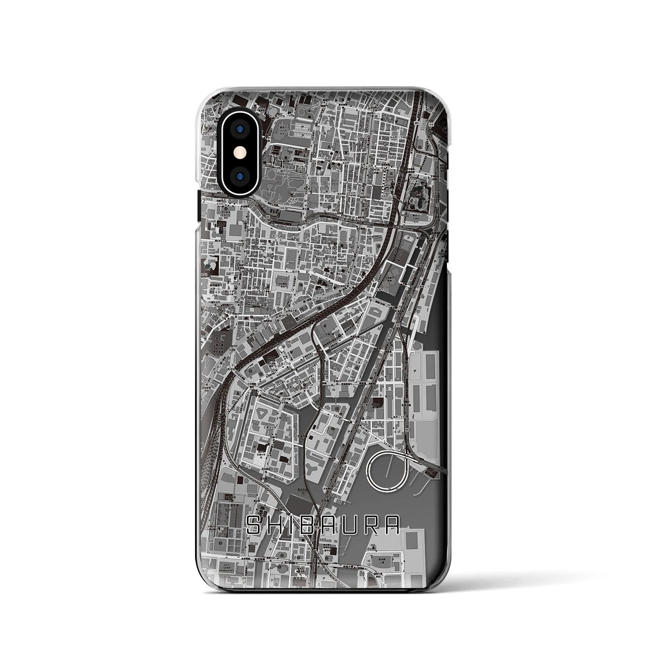 【芝浦（東京都）】地図柄iPhoneケース（クリアタイプ）モノトーン・iPhone XS / X 用