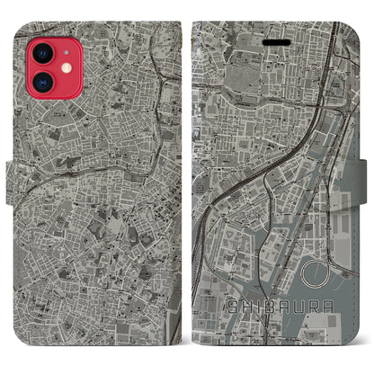 【芝浦（東京都）】地図柄iPhoneケース（手帳タイプ）モノトーン・iPhone 11 用