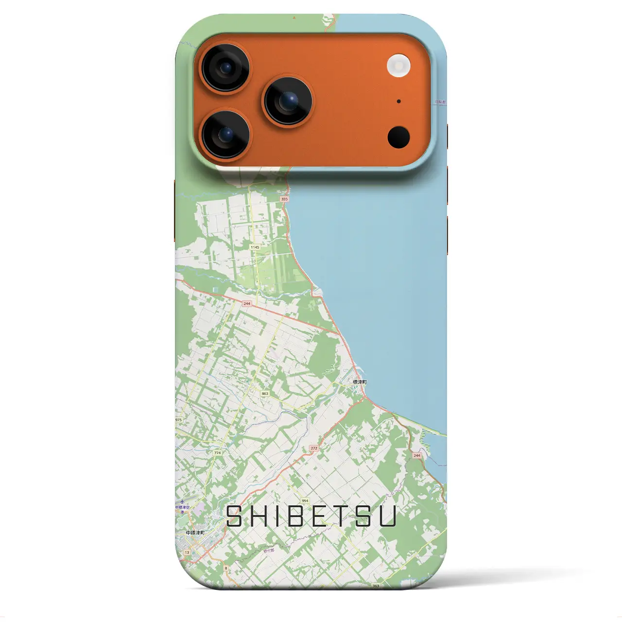 【標津（北海道）】地図柄iPhoneケース（バックカバータイプ）ナチュラル・iPhone 17 Pro Max 用