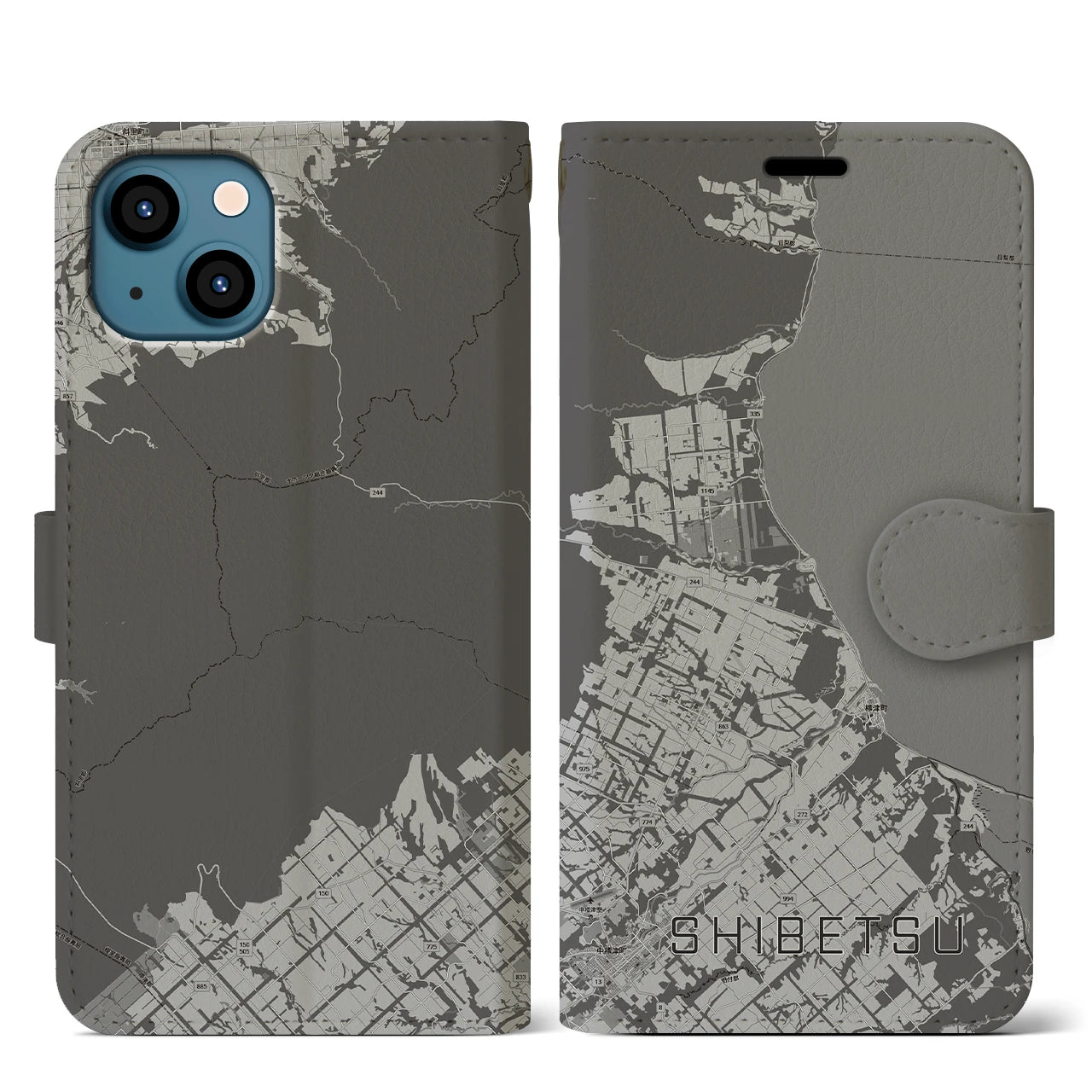 【標津（北海道）】地図柄iPhoneケース（手帳タイプ）